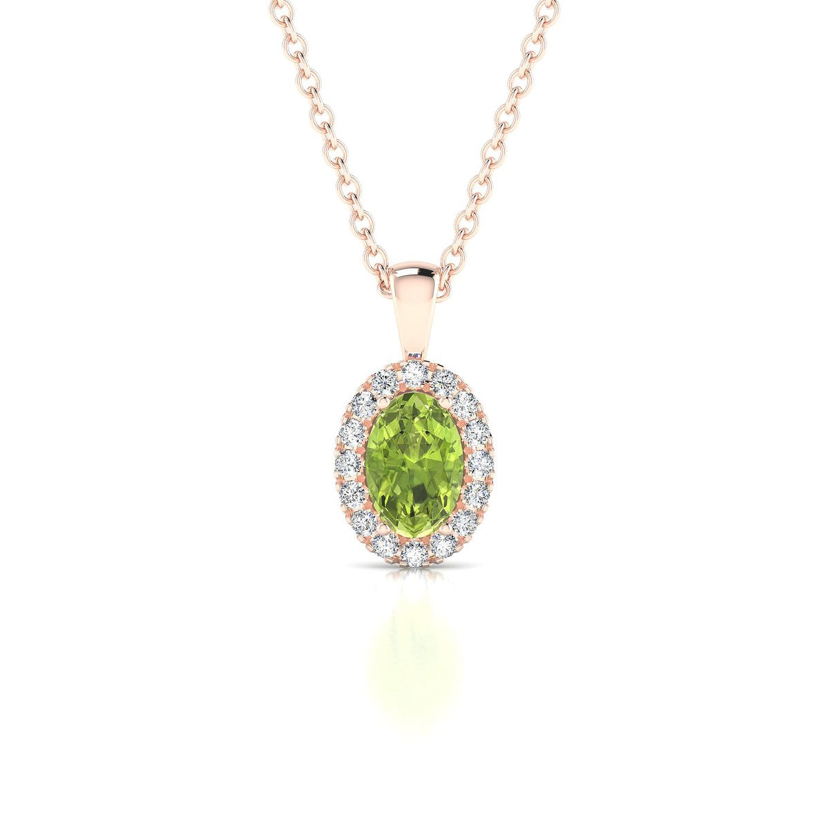 Solar | 18k Rose Gold 6 x 4 mm Oval Peridot Pendant