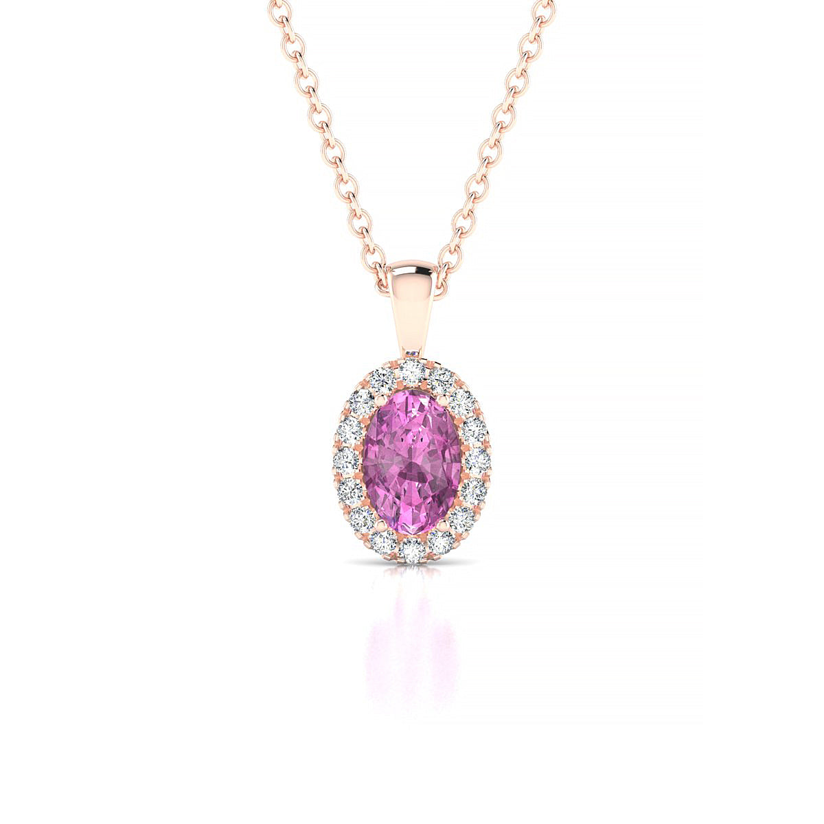 Solar | 18k Rose Gold 6 x 4 mm Oval Pink Sapphire Pendant
