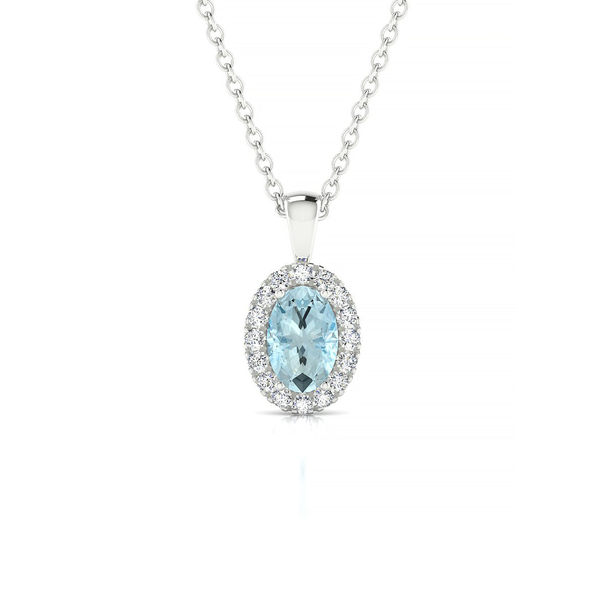 Solar | 18k White Gold 6 x 4 mm Oval Aquamarine Pendant