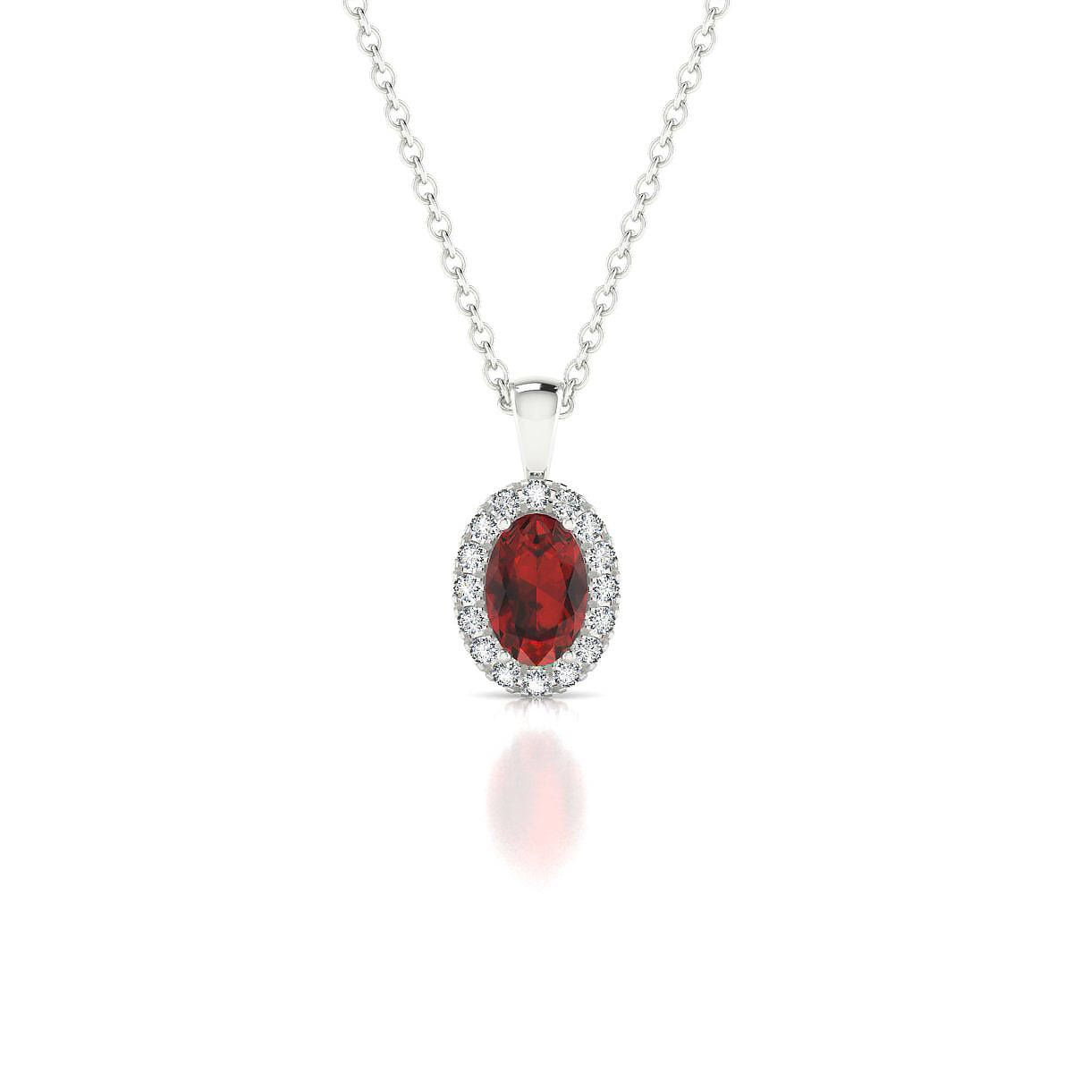 Solar | 18k White Gold 6 x 4 mm Oval Garnet Pendant