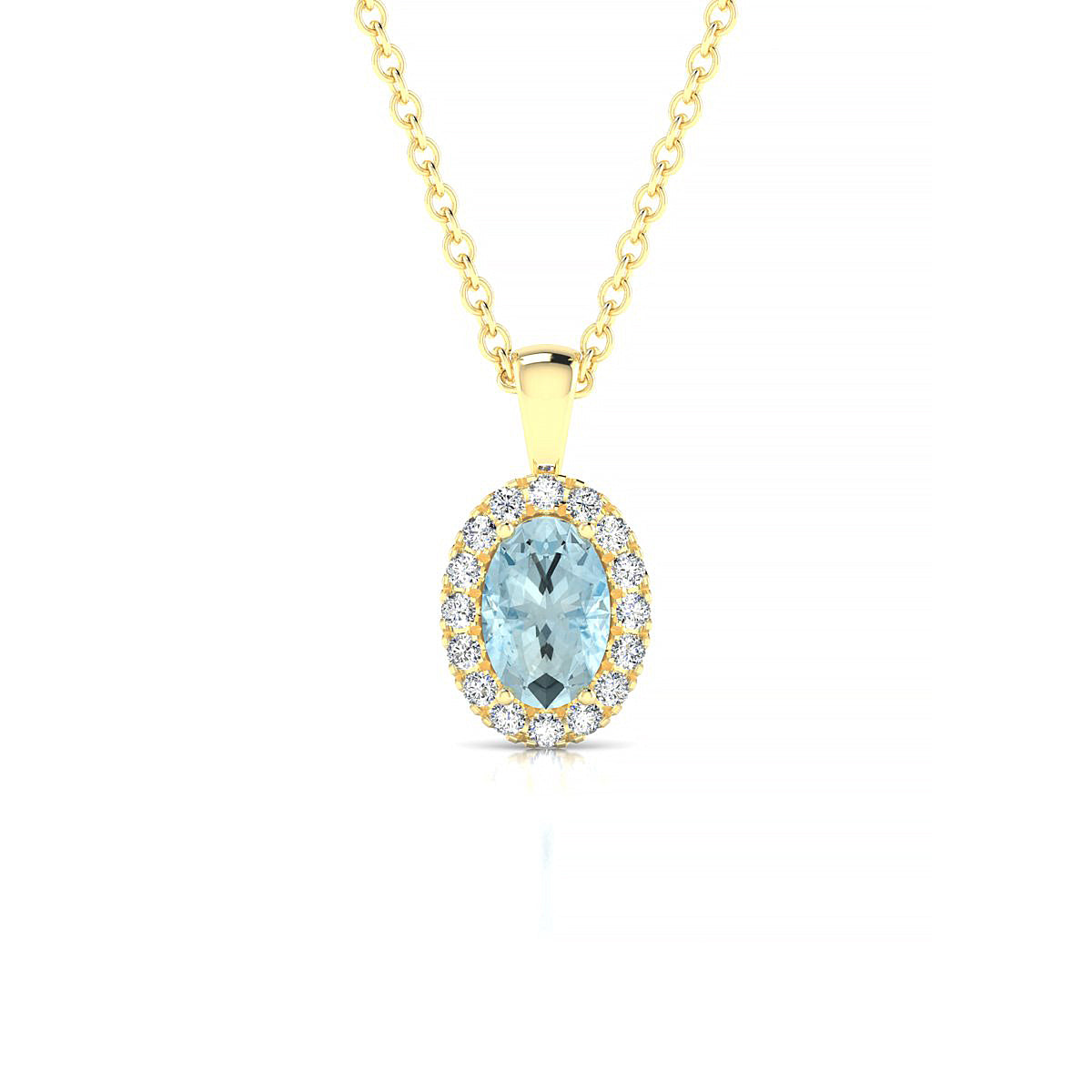 Solar | 18k Yellow Gold 6 x 4 mm Oval Aquamarine Pendant
