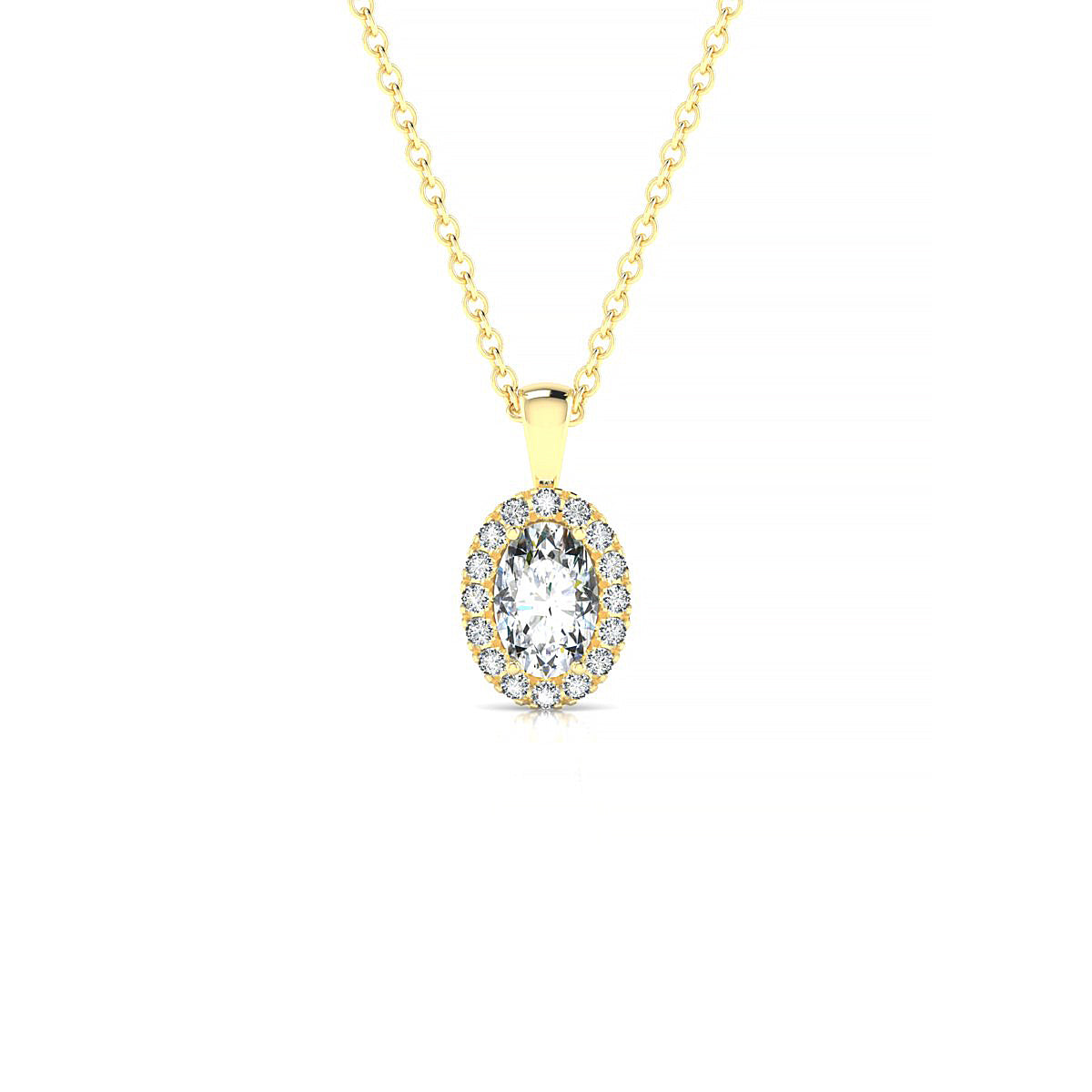 Solar | 18k Yellow Gold 6 x 4 mm Oval Diamond Pendant