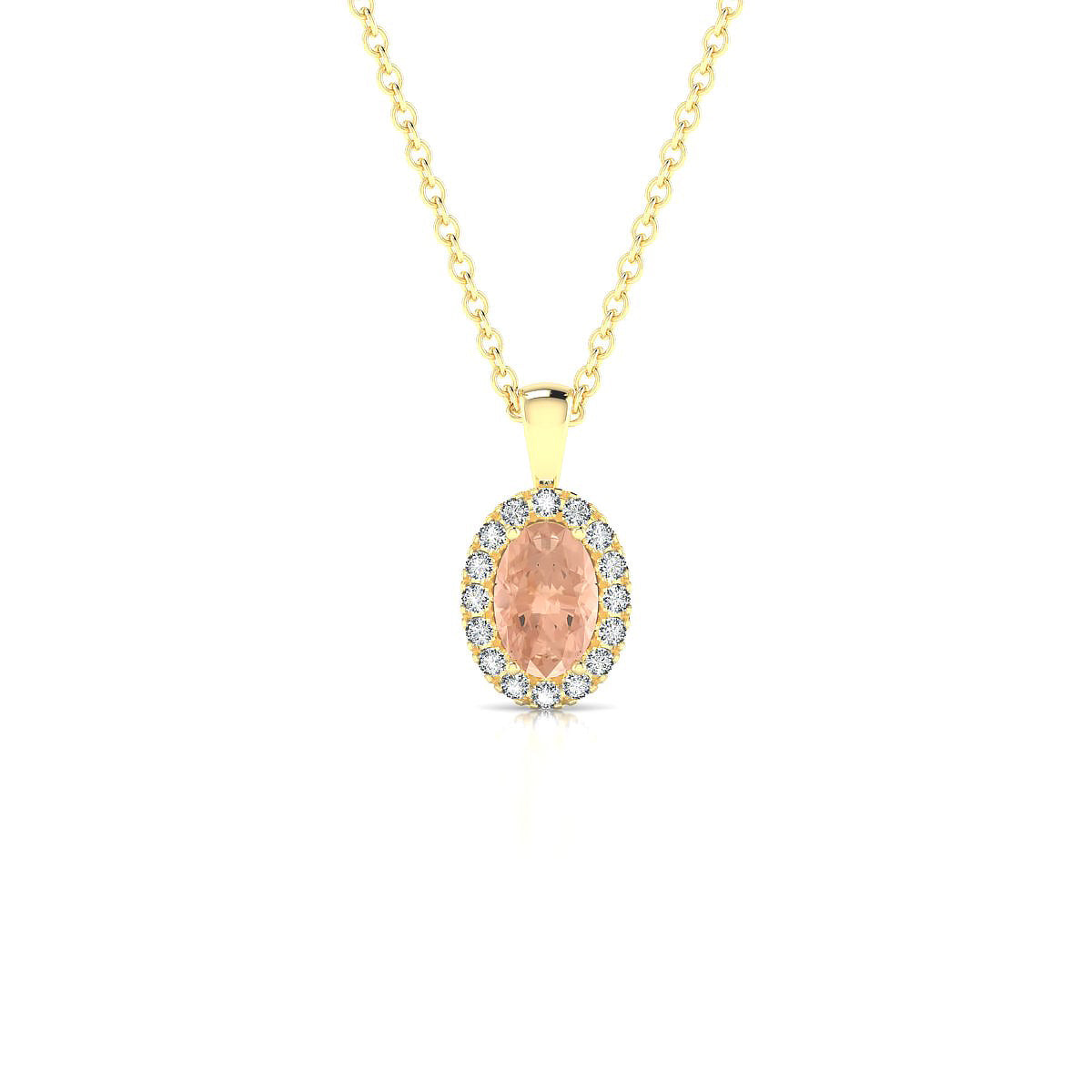 Solar | 18k Yellow Gold 6 x 4 mm Oval Morganite Pendant