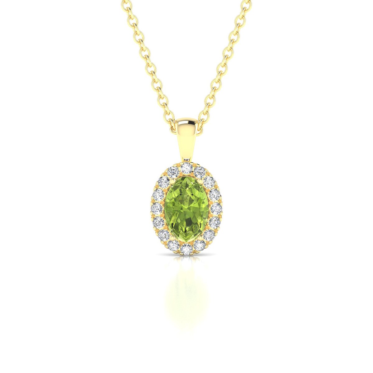 Solar | 18k Yellow Gold 6 x 4 mm Oval Peridot Pendant