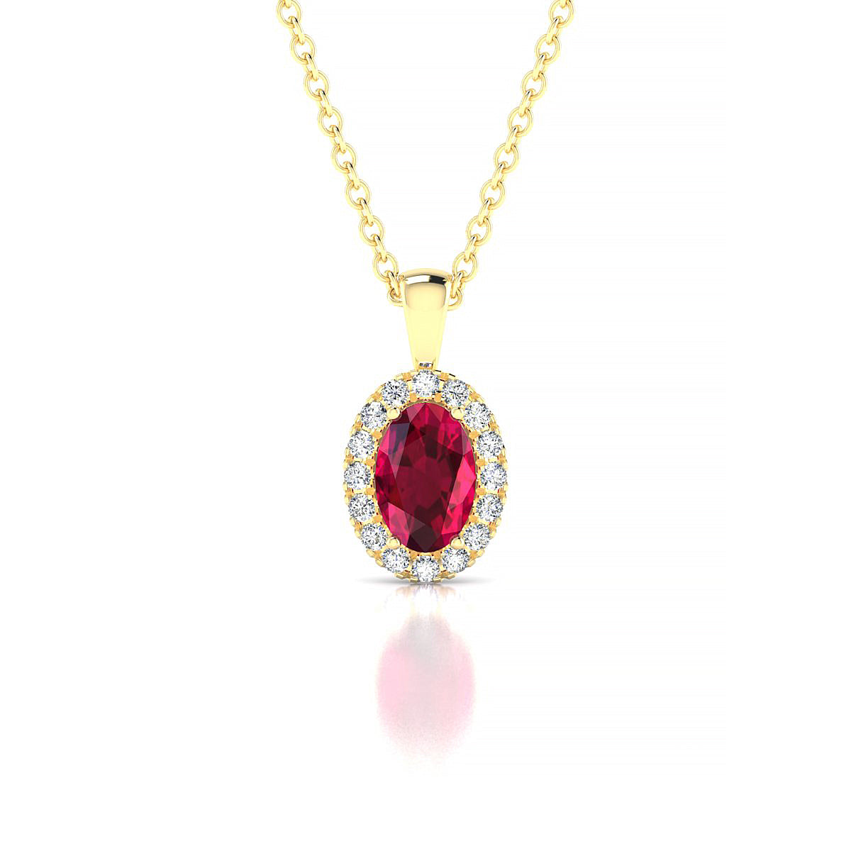 Solar | 18k Yellow Gold 6 x 4 mm Oval Ruby Pendant