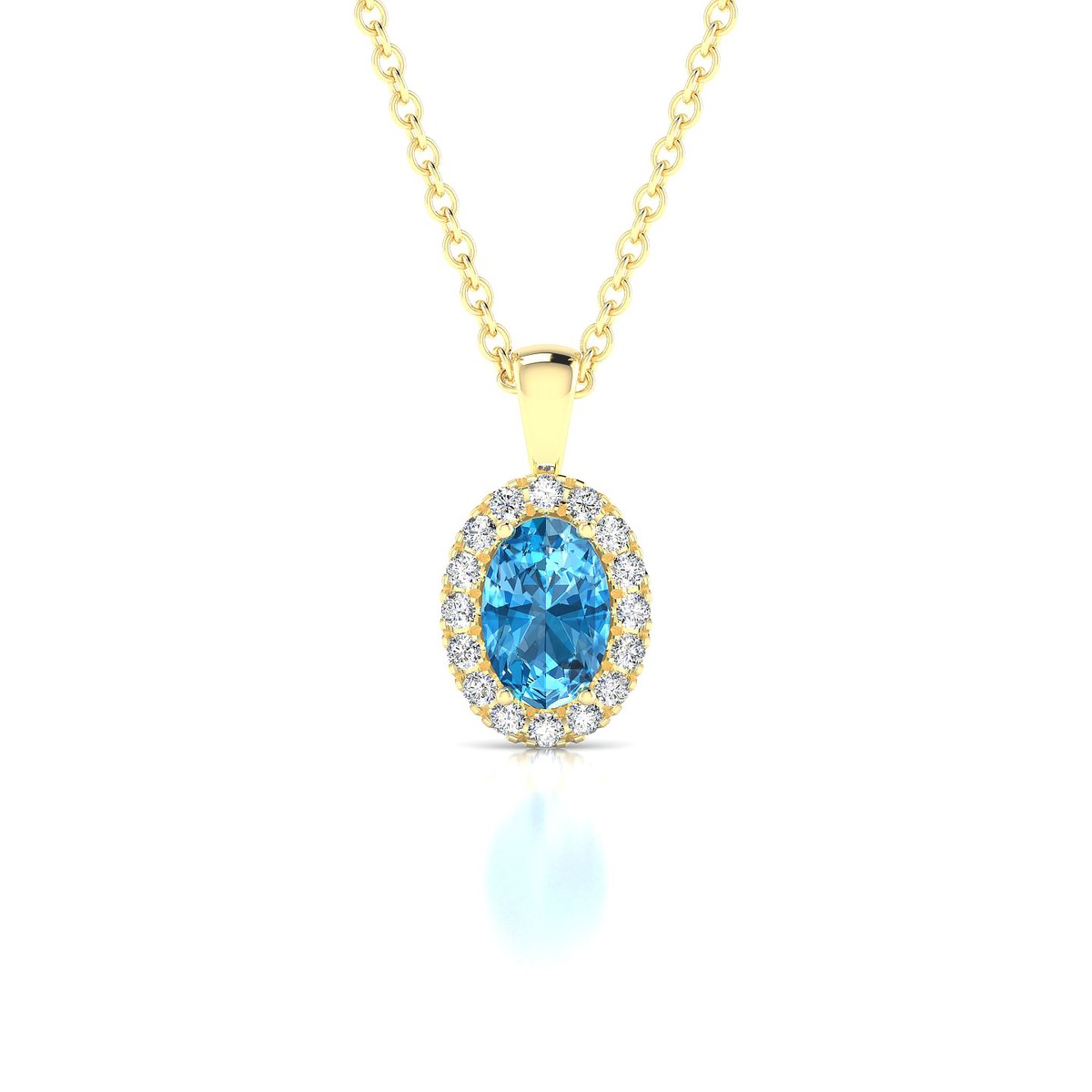 Solar | 18k Yellow Gold 6 x 4 mm Oval Topaz Pendant