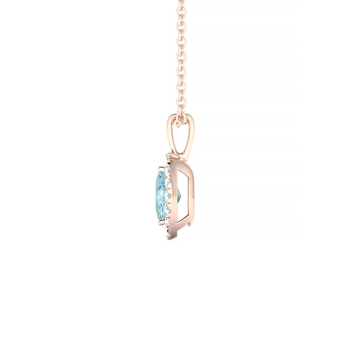 Solar | 18k Rose Gold 6 x 4 mm Oval Aquamarine Pendant