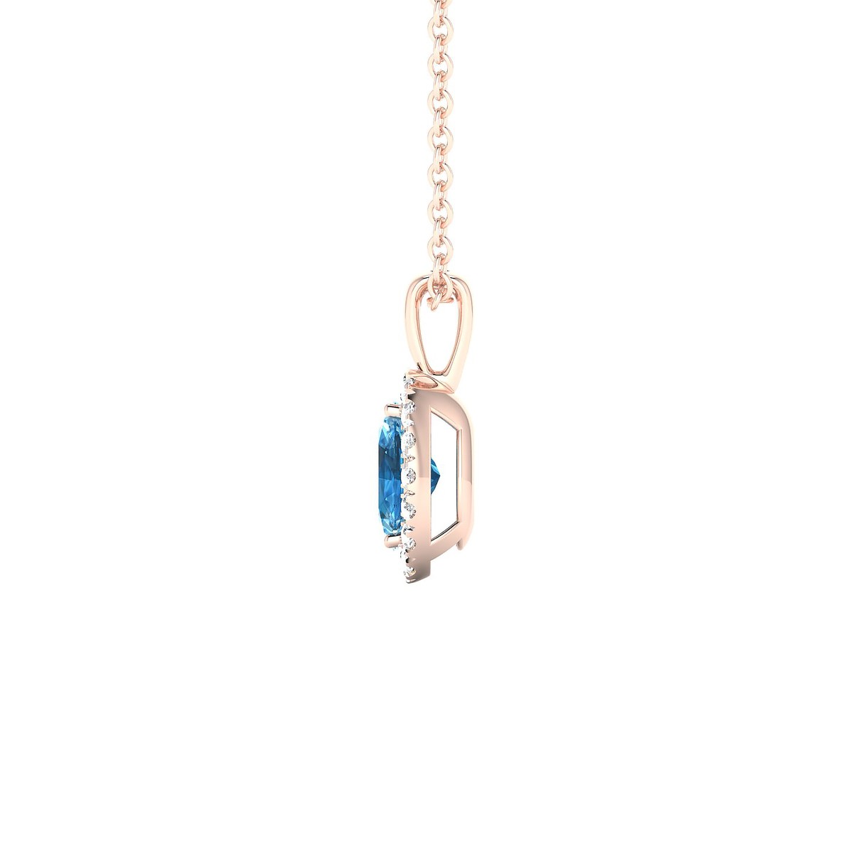 Solar | 18k Rose Gold 6 x 4 mm Oval Topaz Pendant