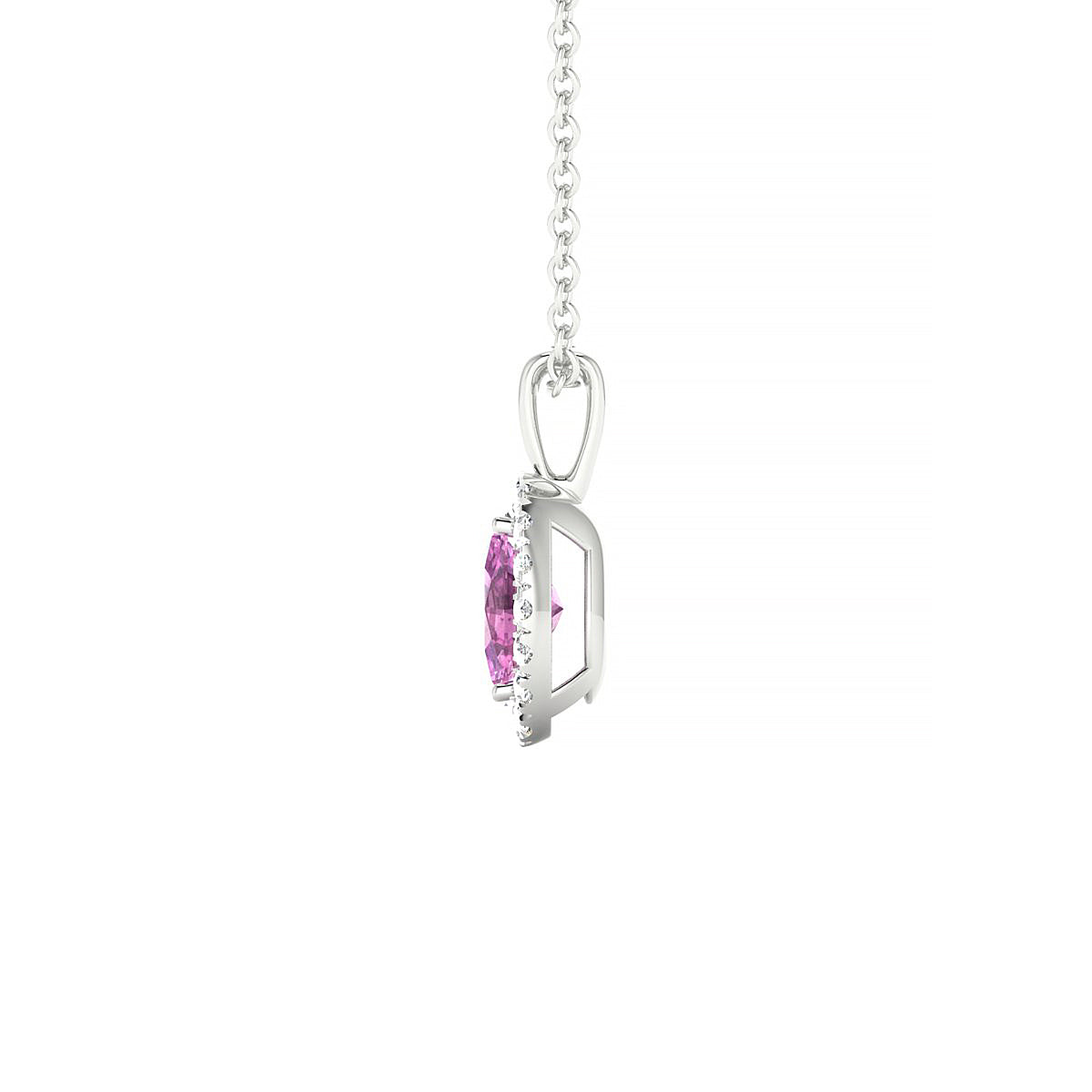 Solar | 18k White Gold 6 x 4 mm Oval Pink Sapphire Pendant