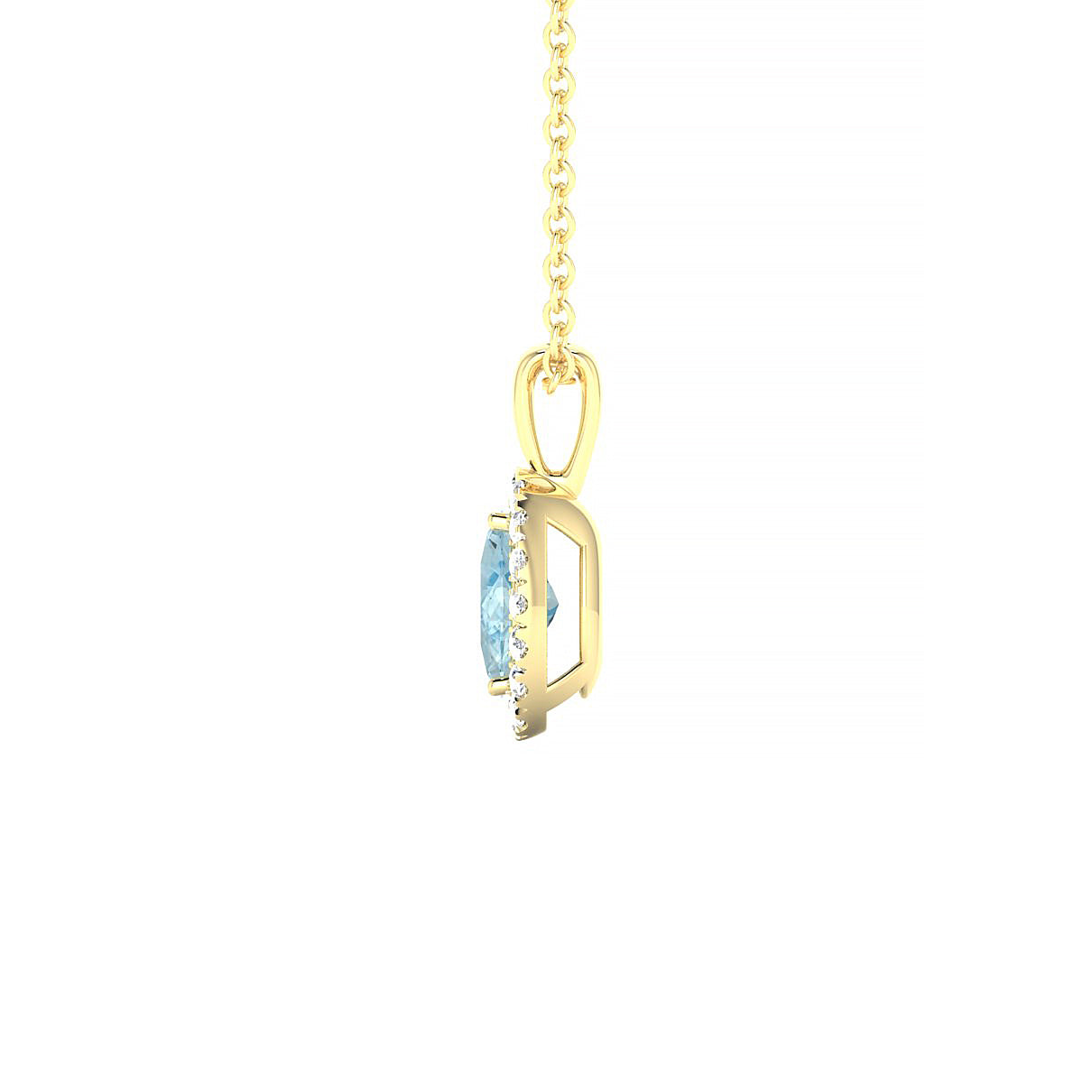Solar | 18k Yellow Gold 6 x 4 mm Oval Aquamarine Pendant