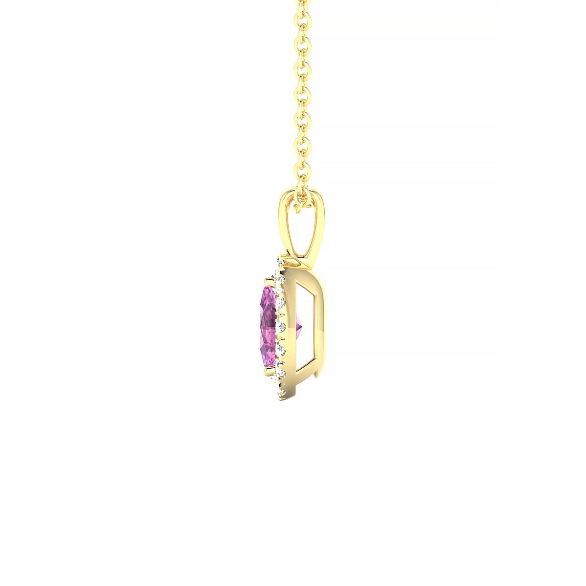 Solar | 18k Yellow Gold 6 x 4 mm Oval Pink Sapphire Pendant