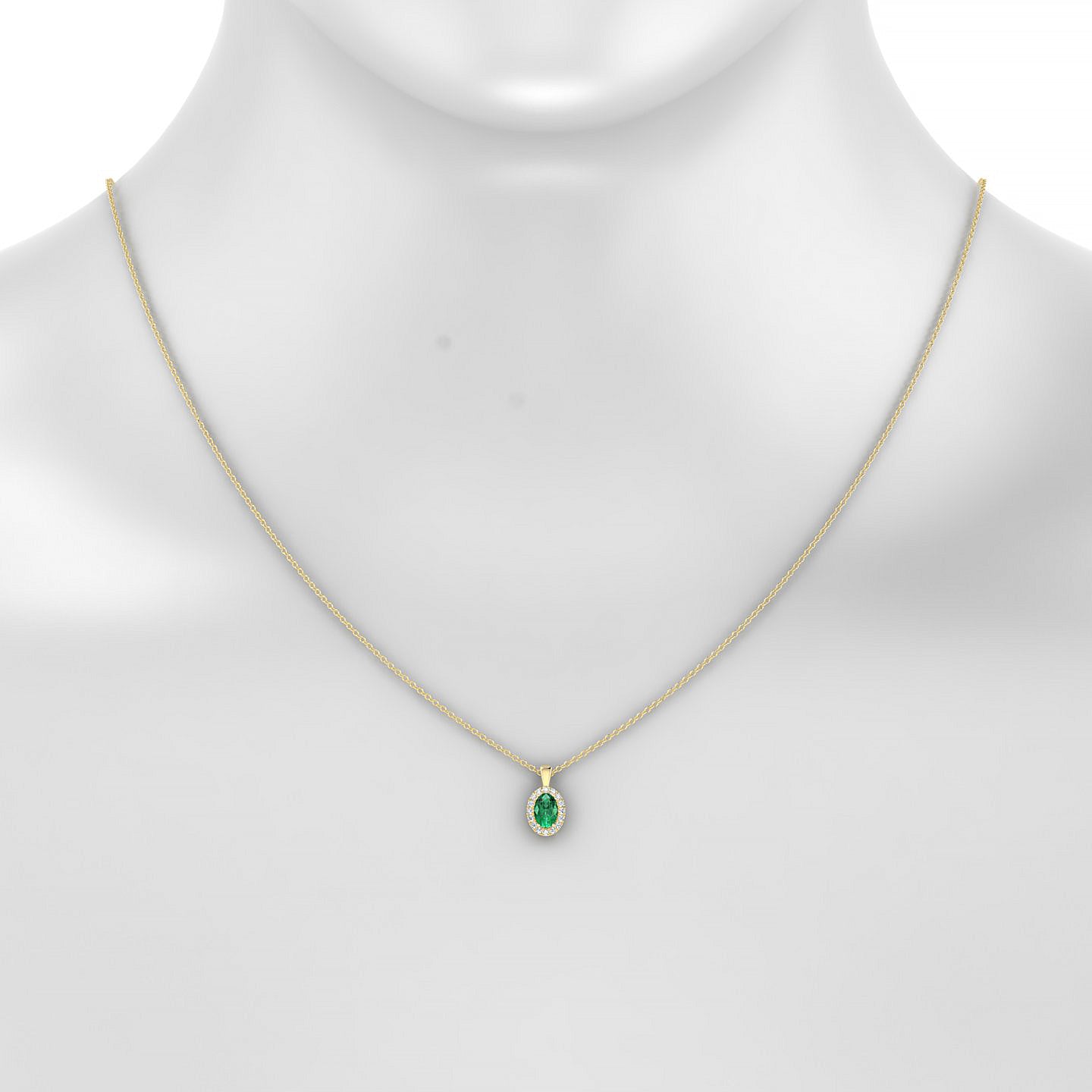 Solar | 18k Yellow Gold 6 x 4 mm Oval Emerald Pendant