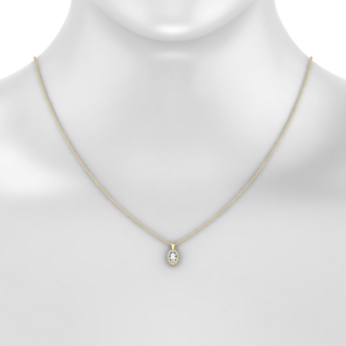 Solar | 18k Yellow Gold 6 x 4 mm Oval Diamond Pendant