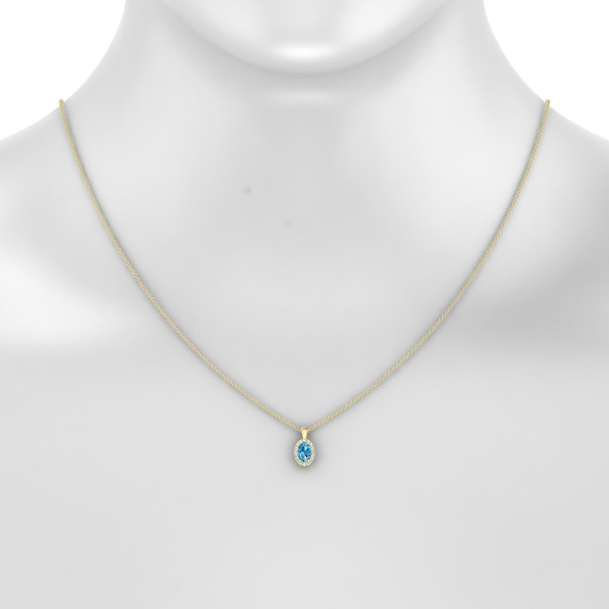 Solar | 18k Yellow Gold 6 x 4 mm Oval Topaz Pendant