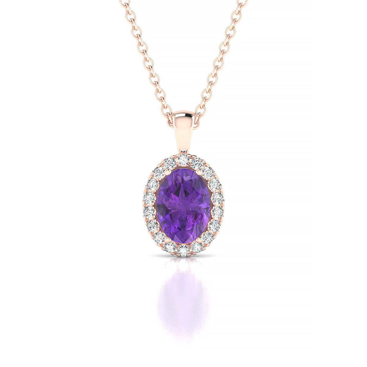 Solar | 18k Rose Gold 7 x 5 mm Oval Amethyst Pendant