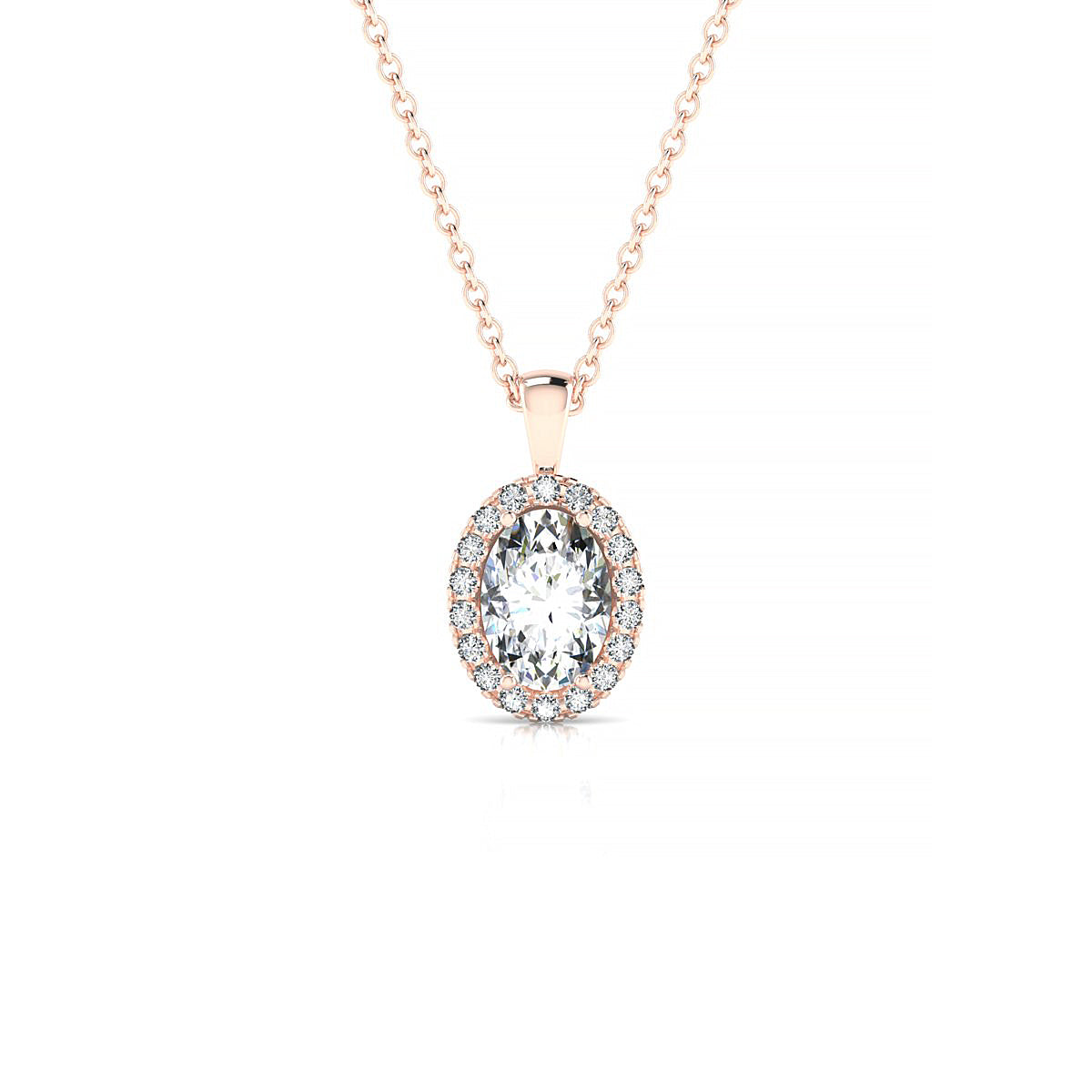 Solar | 18k Rose Gold 7 x 5 mm Oval Diamond Pendant
