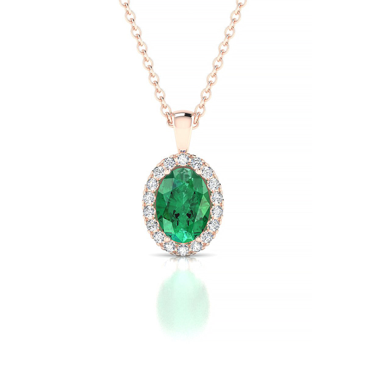 Solar | 18k Rose Gold 7 x 5 mm Oval Emerald Pendant