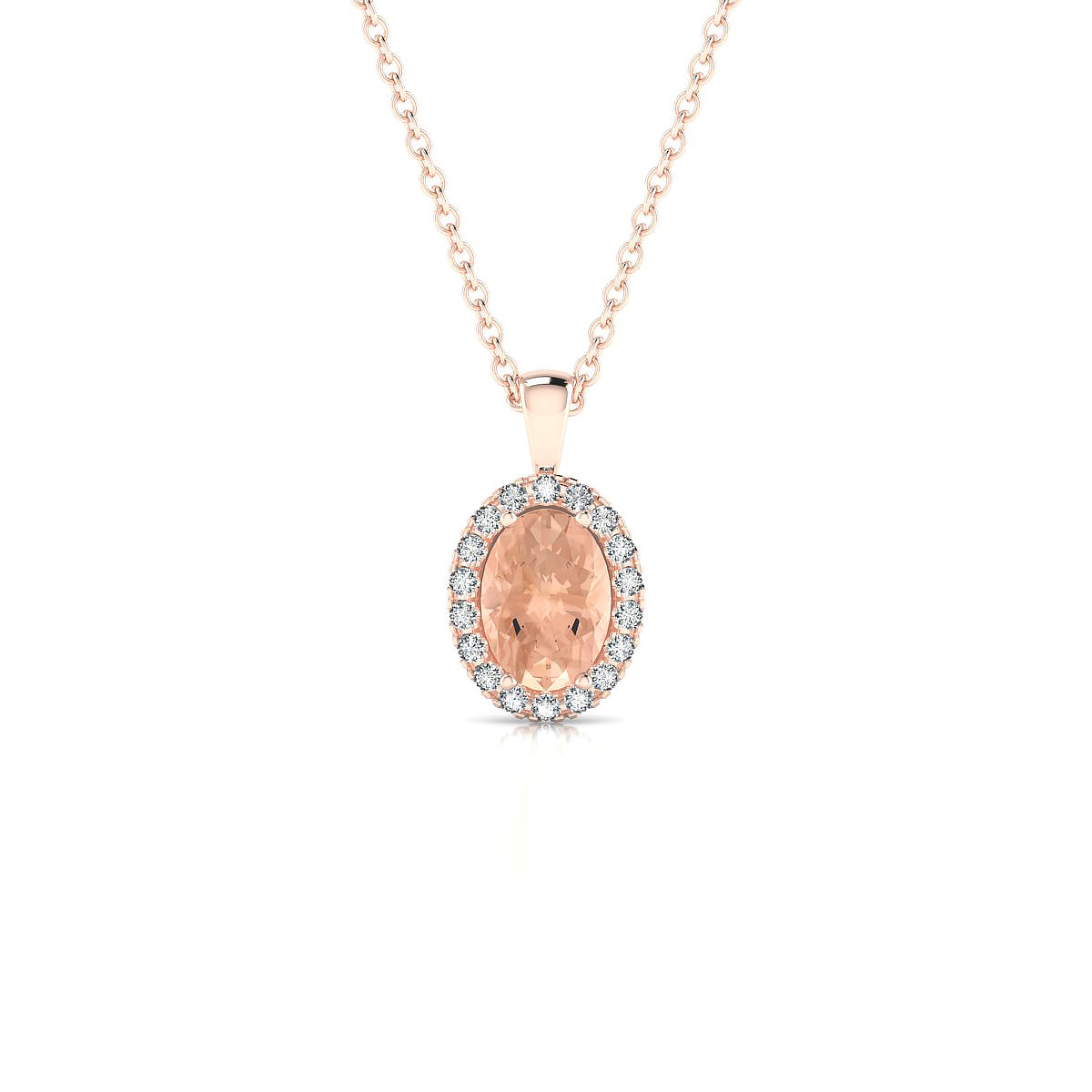 Solar | 18k Rose Gold 7 x 5 mm Oval Morganite Pendant