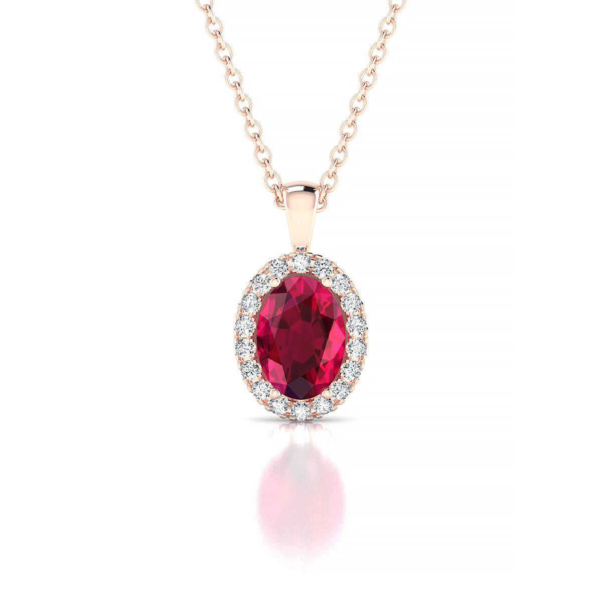 Solar | 18k Rose Gold 7 x 5 mm Oval Ruby Pendant
