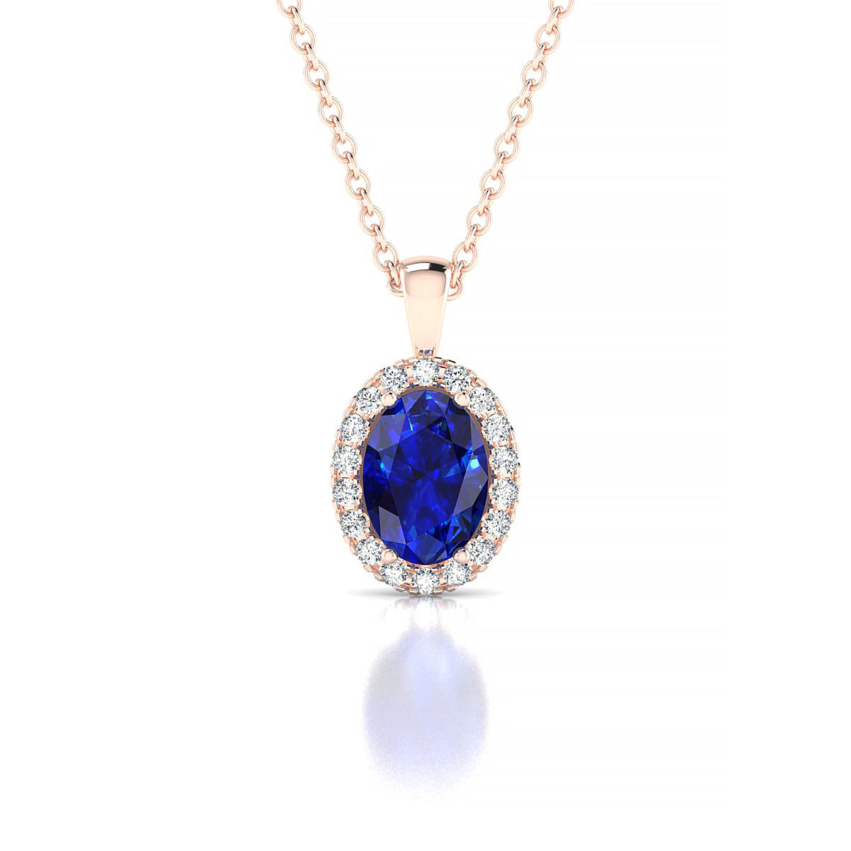 Solar | 18k Rose Gold 7 x 5 mm Oval Sapphire Pendant