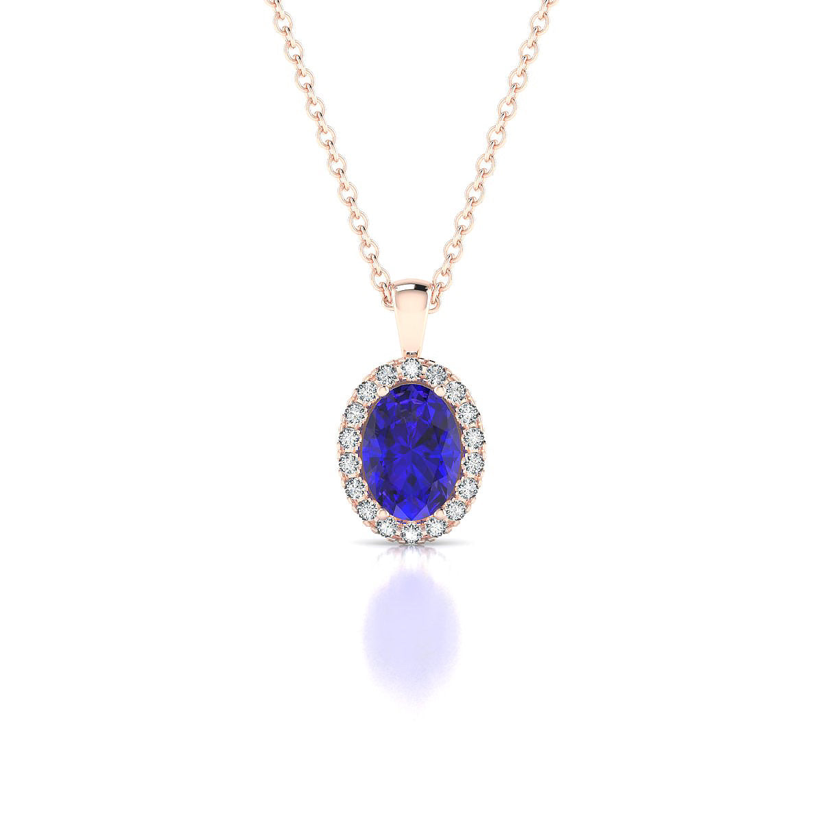 Solar | 18k Rose Gold 7 x 5 mm Oval Tanzanite Pendant