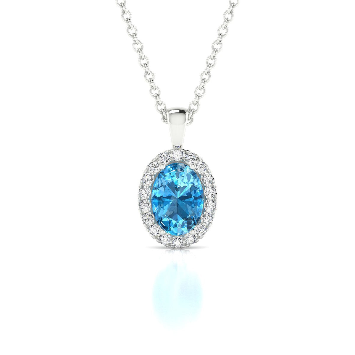 Solar | 18k White Gold 7 x 5 mm Oval Topaz Pendant