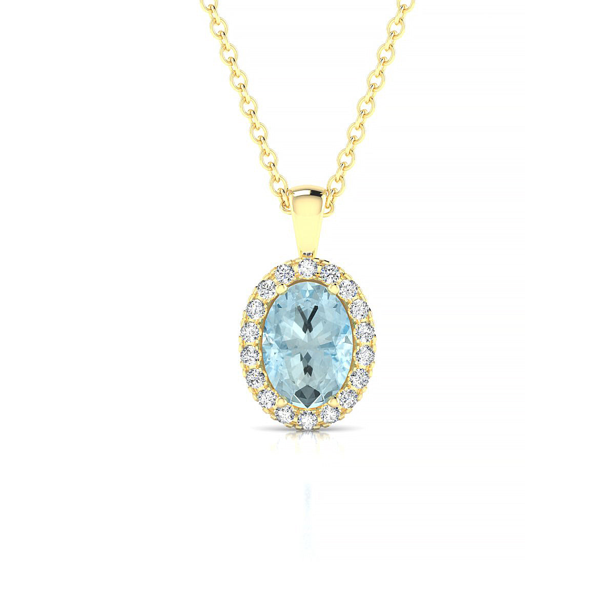Solar | 18k Yellow Gold 7 x 5 mm Oval Aquamarine Pendant