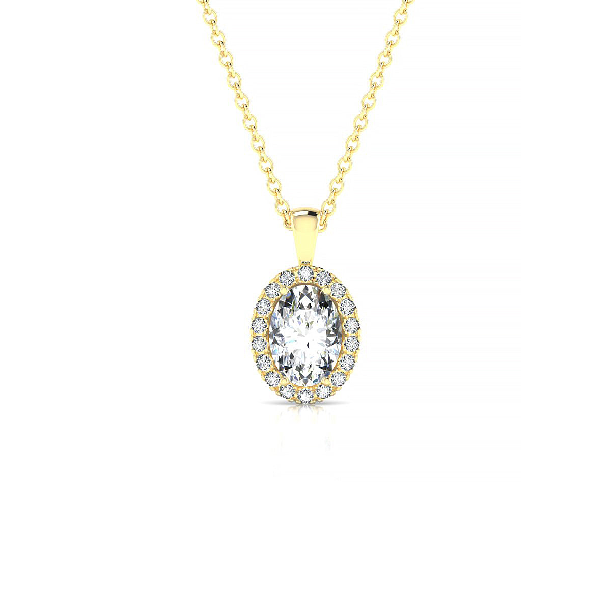 Solar | 18k Yellow Gold 7 x 5 mm Oval Diamond Pendant