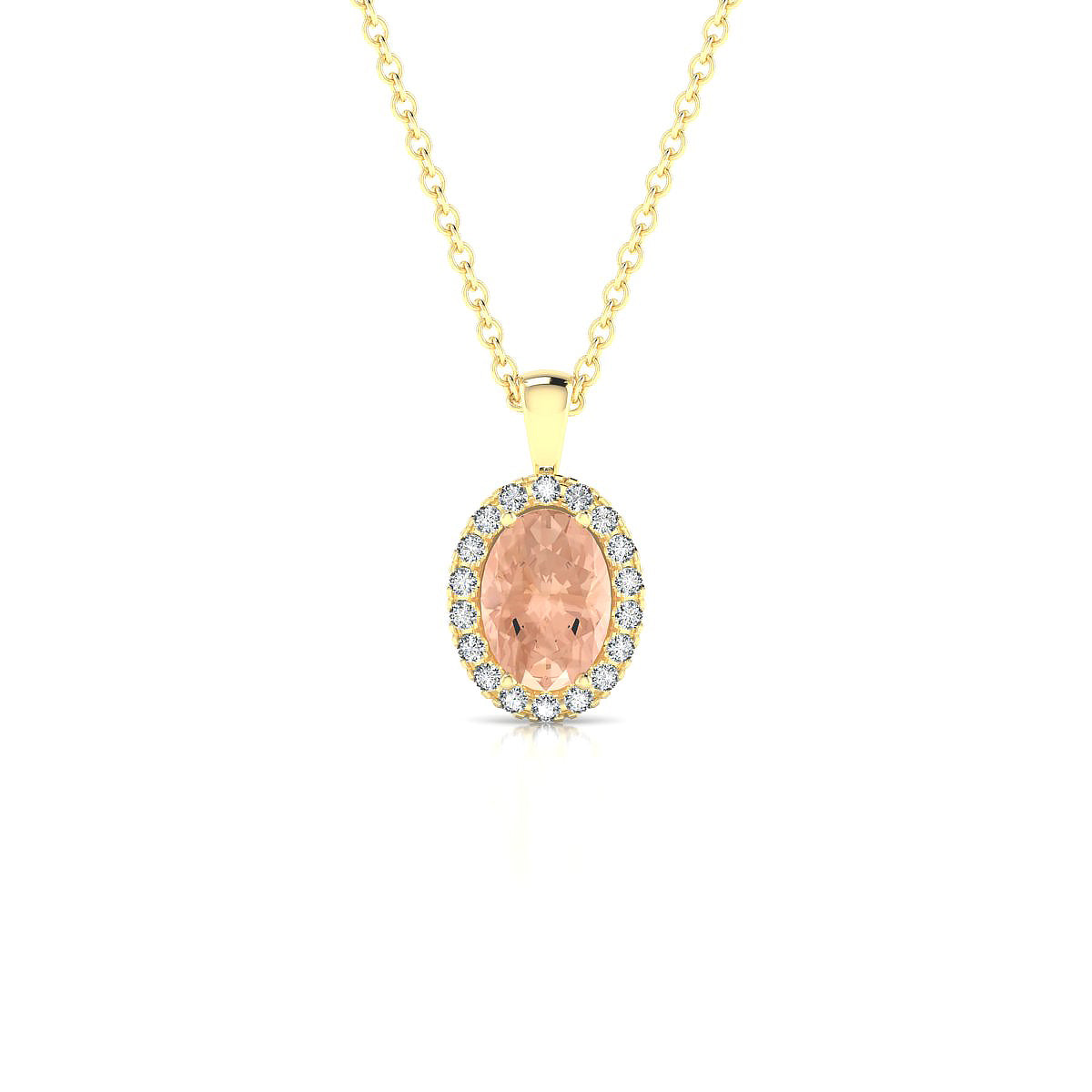 Solar | 18k Yellow Gold 7 x 5 mm Oval Morganite Pendant