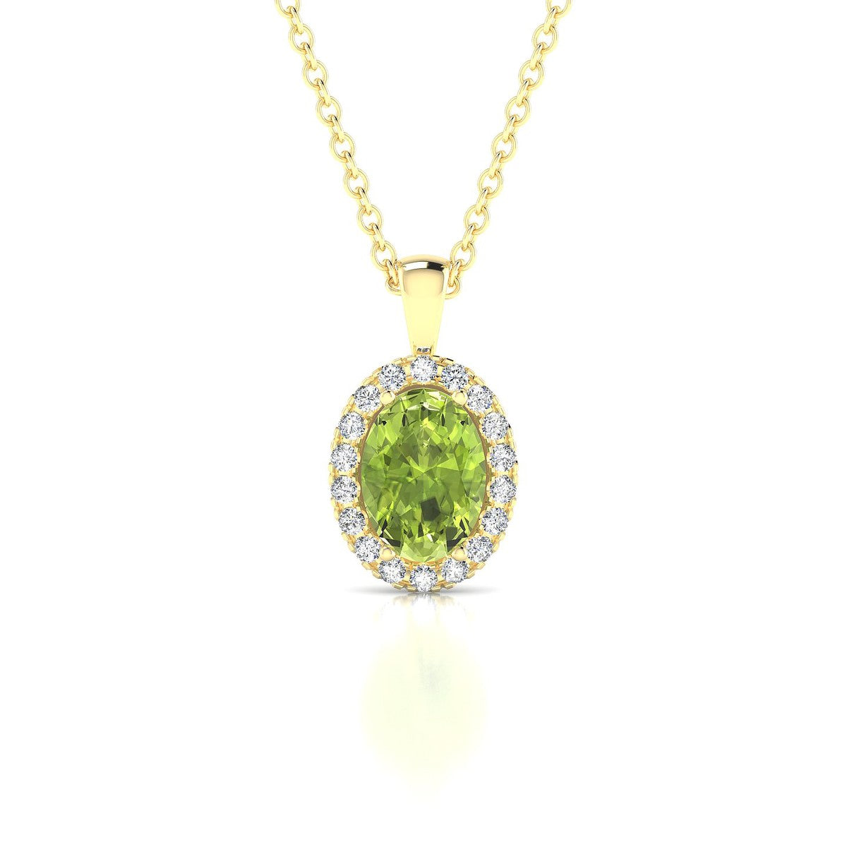 Solar | 18k Yellow Gold 7 x 5 mm Oval Peridot Pendant