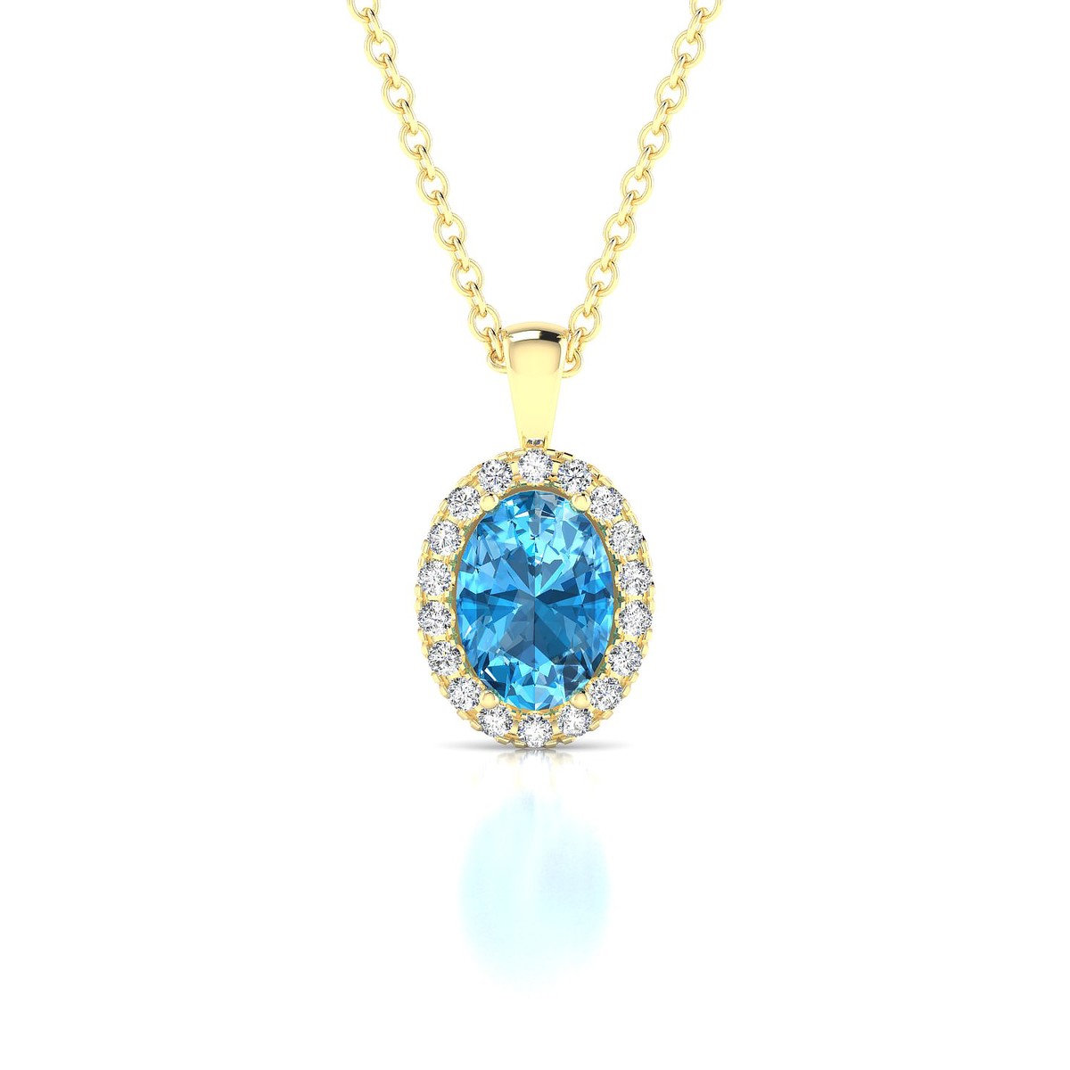 Solar | 18k Yellow Gold 7 x 5 mm Oval Topaz Pendant