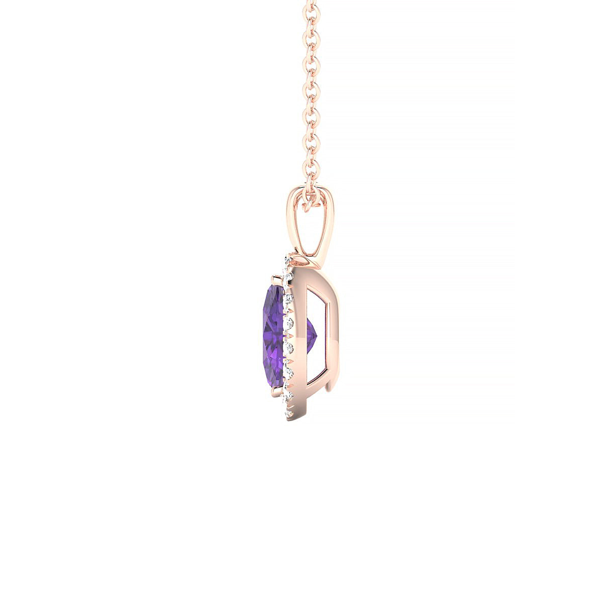 Solar | 18k Rose Gold 7 x 5 mm Oval Amethyst Pendant