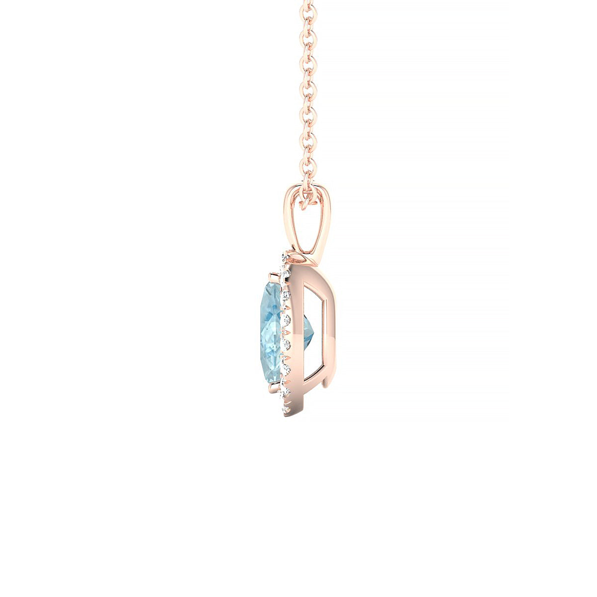 Solar | 18k Rose Gold 7 x 5 mm Oval Aquamarine Pendant