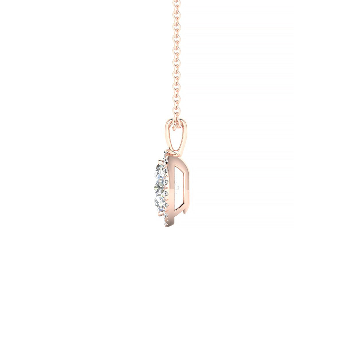 Solar | 18k Rose Gold 7 x 5 mm Oval Diamond Pendant