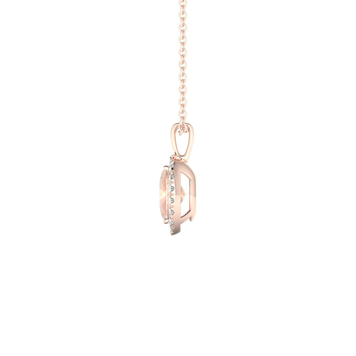 Solar | 18k Rose Gold 7 x 5 mm Oval Morganite Pendant