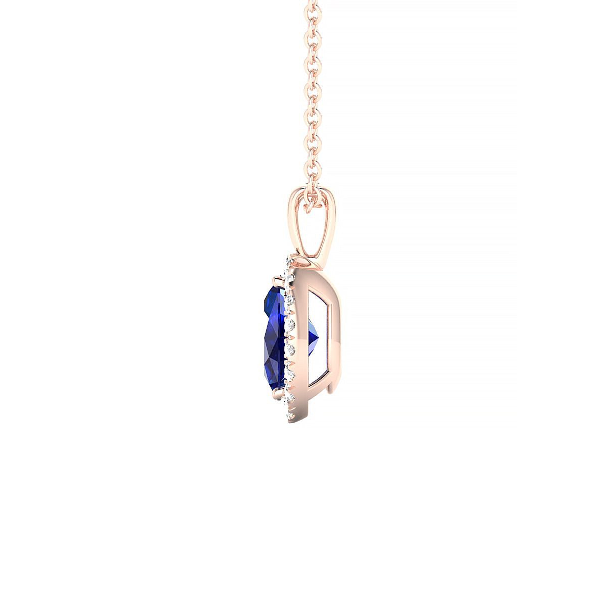 Solar | 18k Rose Gold 7 x 5 mm Oval Sapphire Pendant