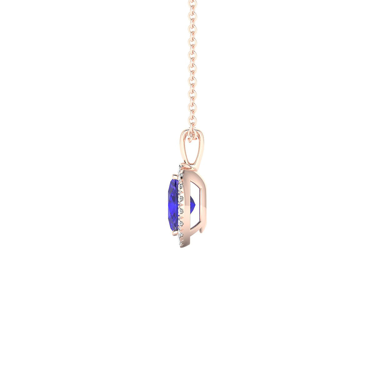 Solar | 18k Rose Gold 7 x 5 mm Oval Tanzanite Pendant