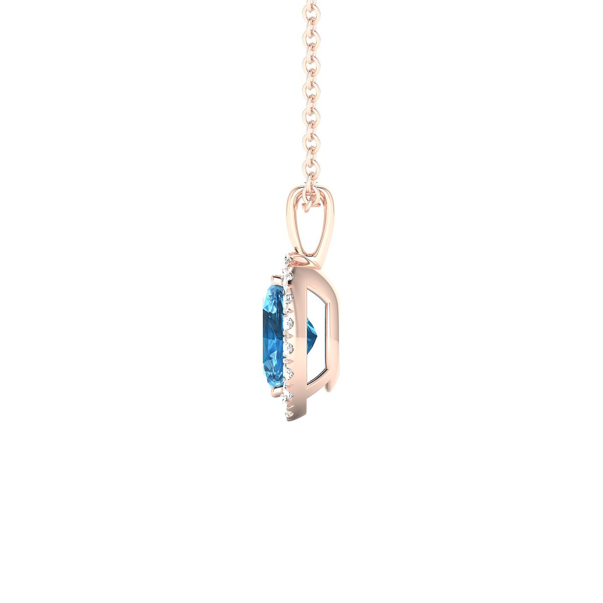 Solar | 18k Rose Gold 7 x 5 mm Oval Topaz Pendant
