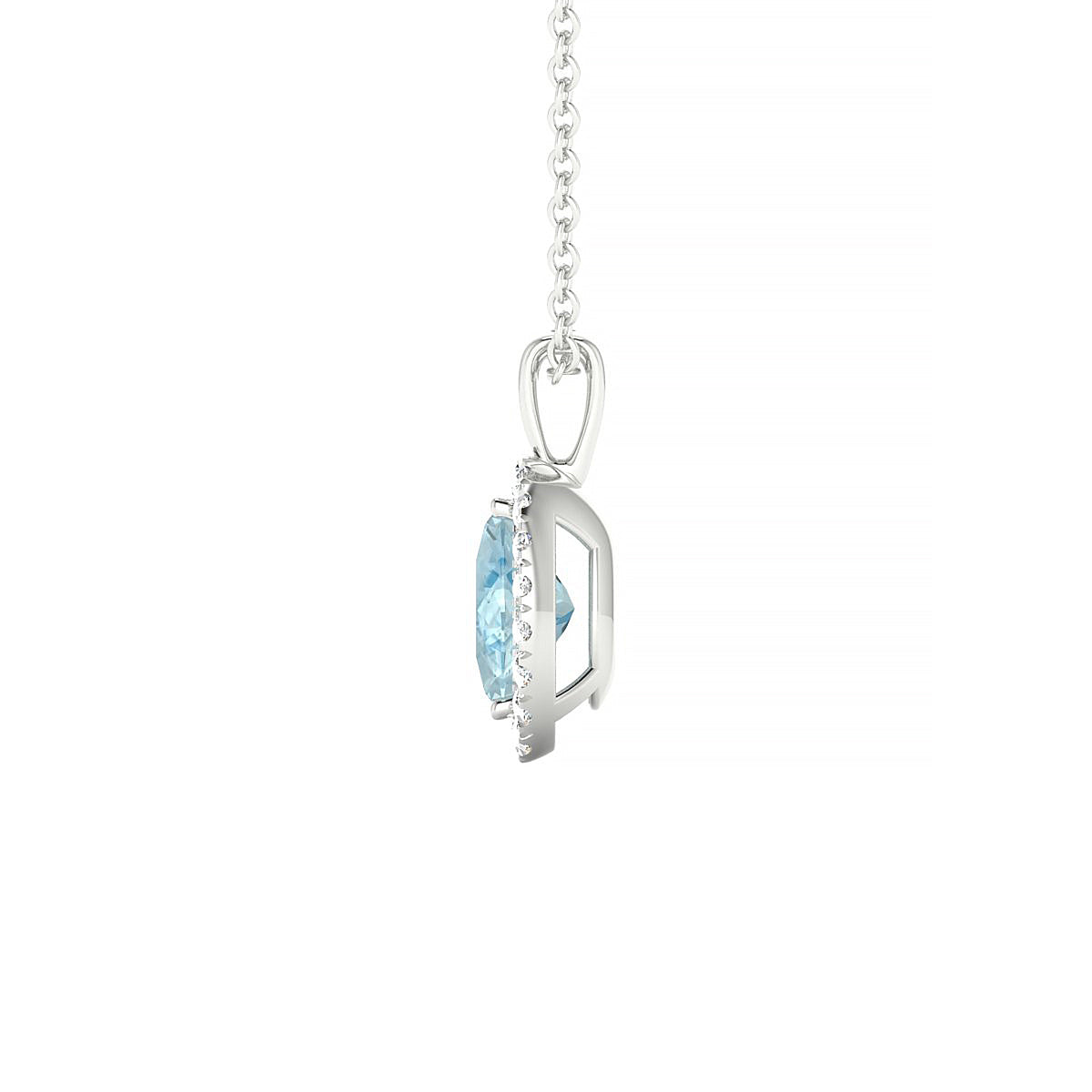 Solar | 18k White Gold 7 x 5 mm Oval Aquamarine Pendant