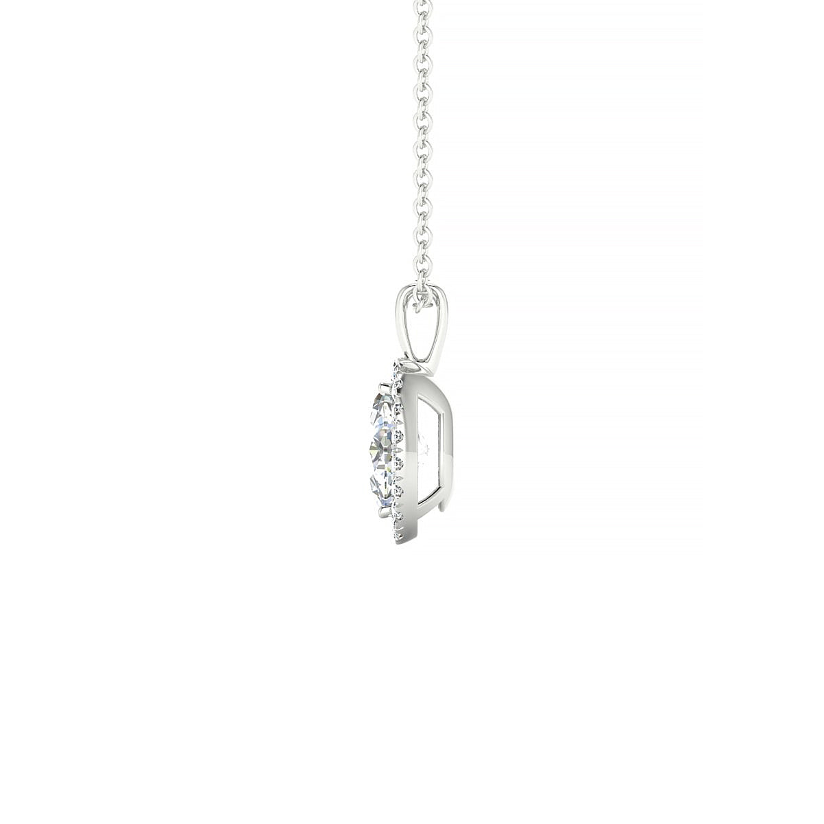 Solar | 18k White Gold 7 x 5 mm Oval Diamond Pendant