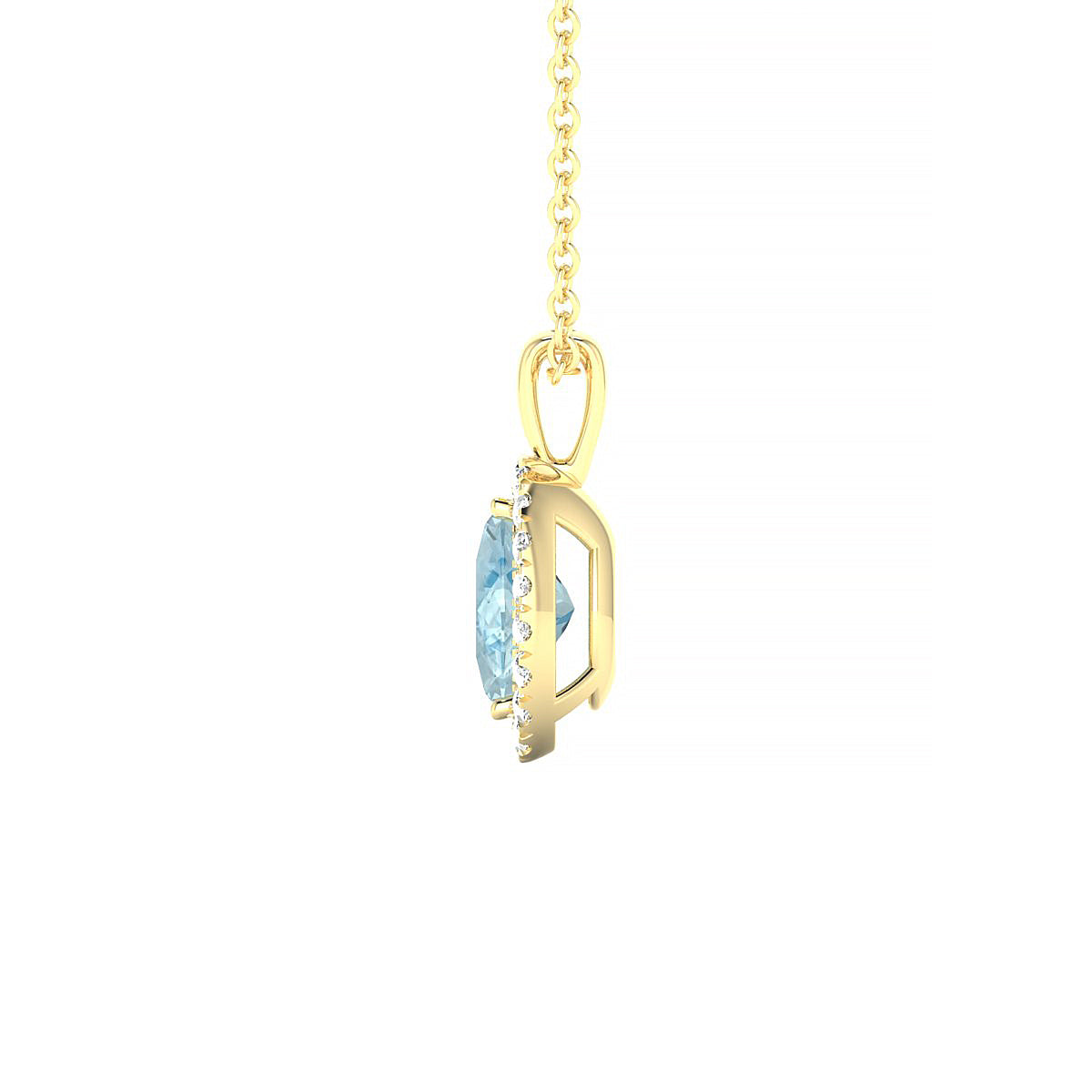 Solar | 18k Yellow Gold 7 x 5 mm Oval Aquamarine Pendant