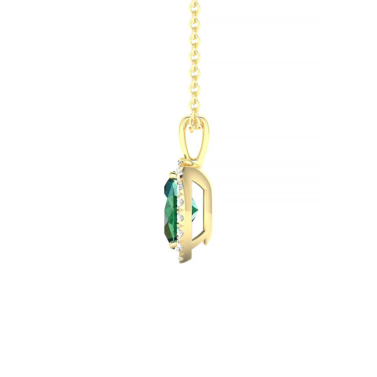 Solar | 18k Yellow Gold 7 x 5 mm Oval Emerald Pendant
