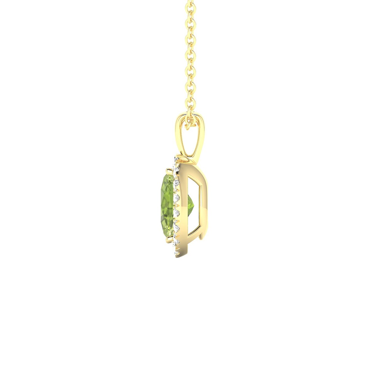Solar | 18k Yellow Gold 7 x 5 mm Oval Peridot Pendant