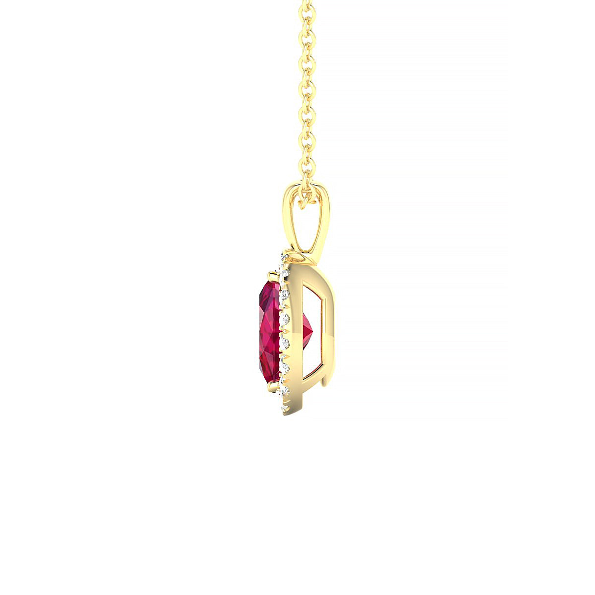 Solar | 18k Yellow Gold 7 x 5 mm Oval Ruby Pendant
