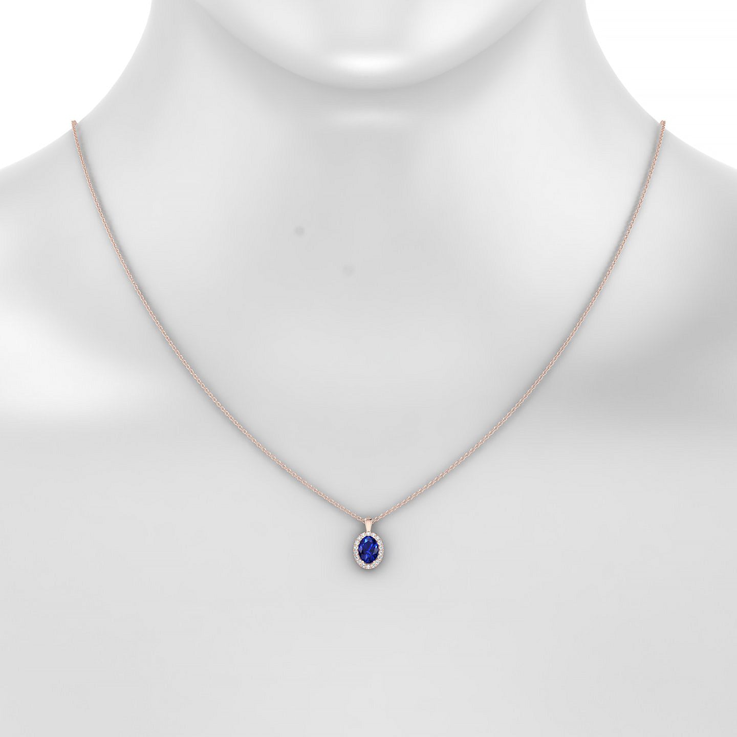 Solar | 18k Rose Gold 7 x 5 mm Oval Sapphire Pendant
