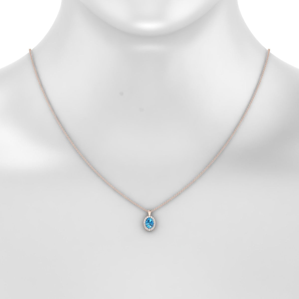 Solar | 18k Rose Gold 7 x 5 mm Oval Topaz Pendant