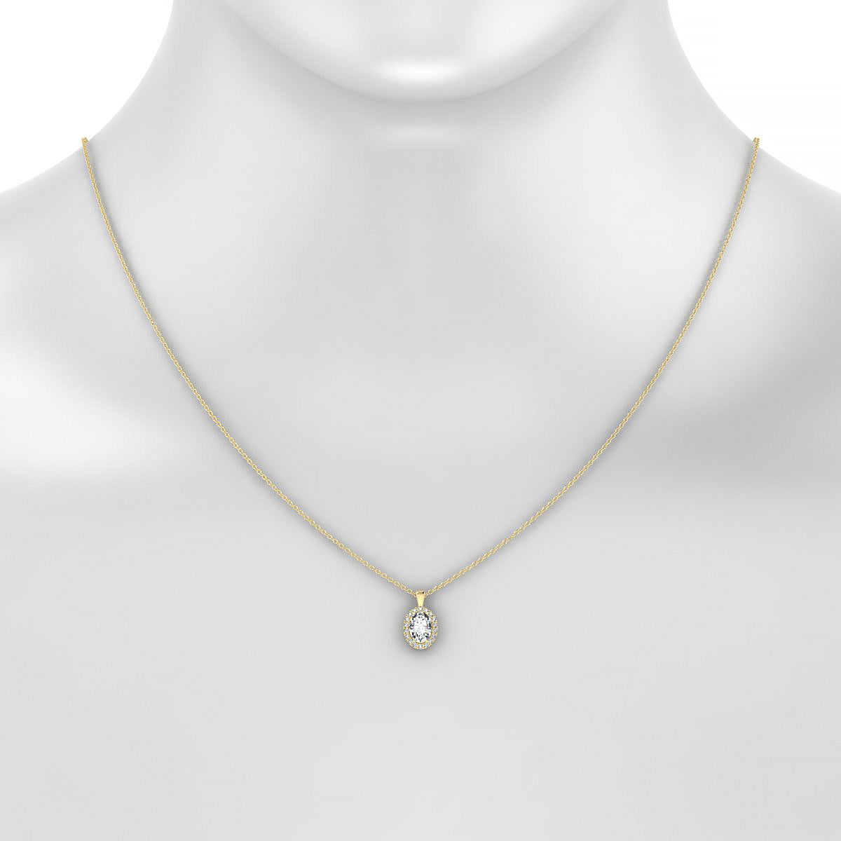 Solar | 18k Yellow Gold 7 x 5 mm Oval Diamond Pendant