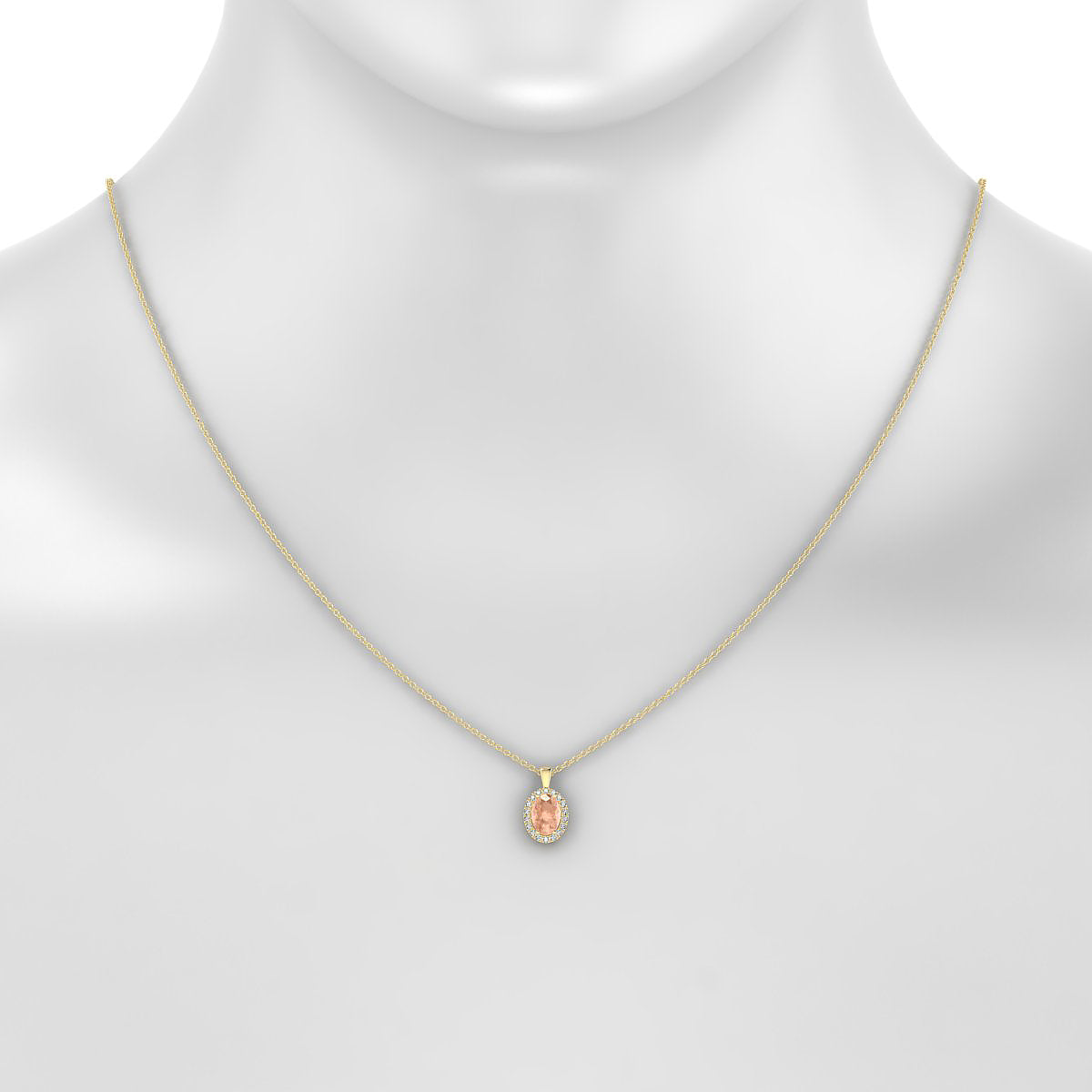 Solar | 18k Yellow Gold 7 x 5 mm Oval Morganite Pendant