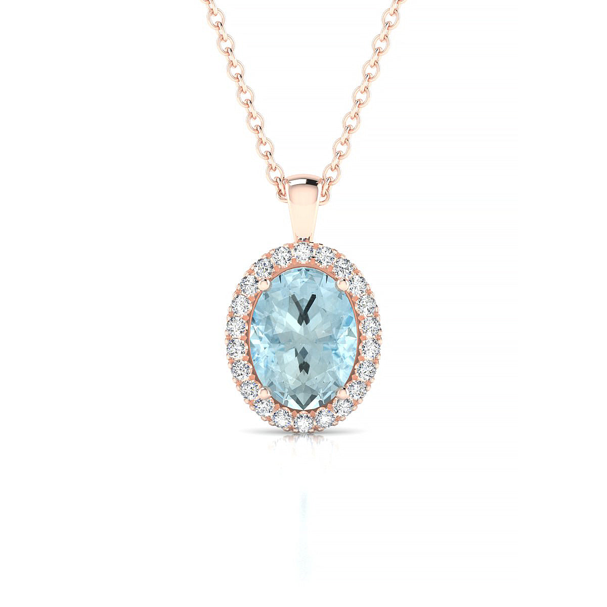 Solar | 18k Rose Gold 8 x 6 mm Oval Aquamarine Pendant