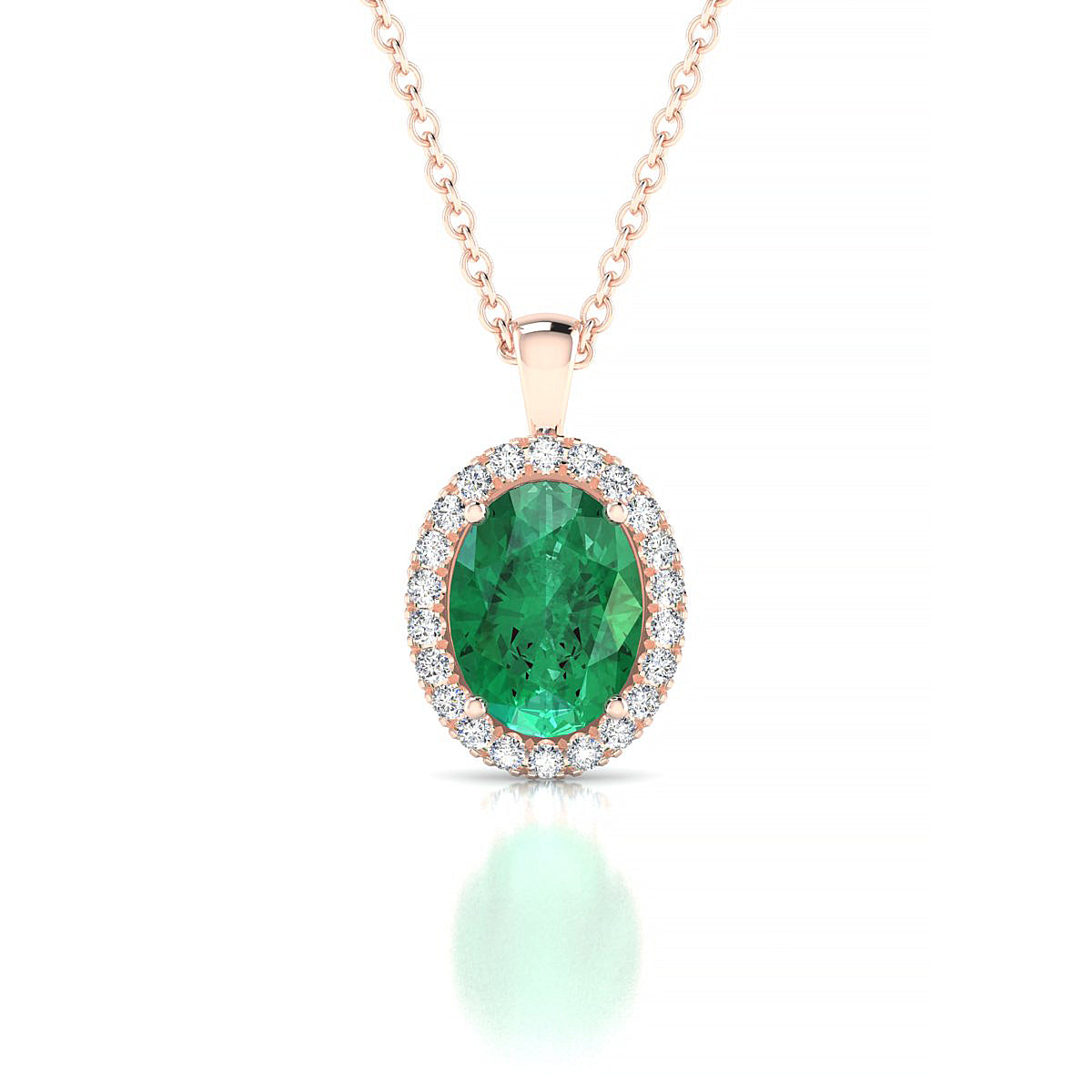 Solar | 18k Rose Gold 8 x 6 mm Oval Emerald Pendant
